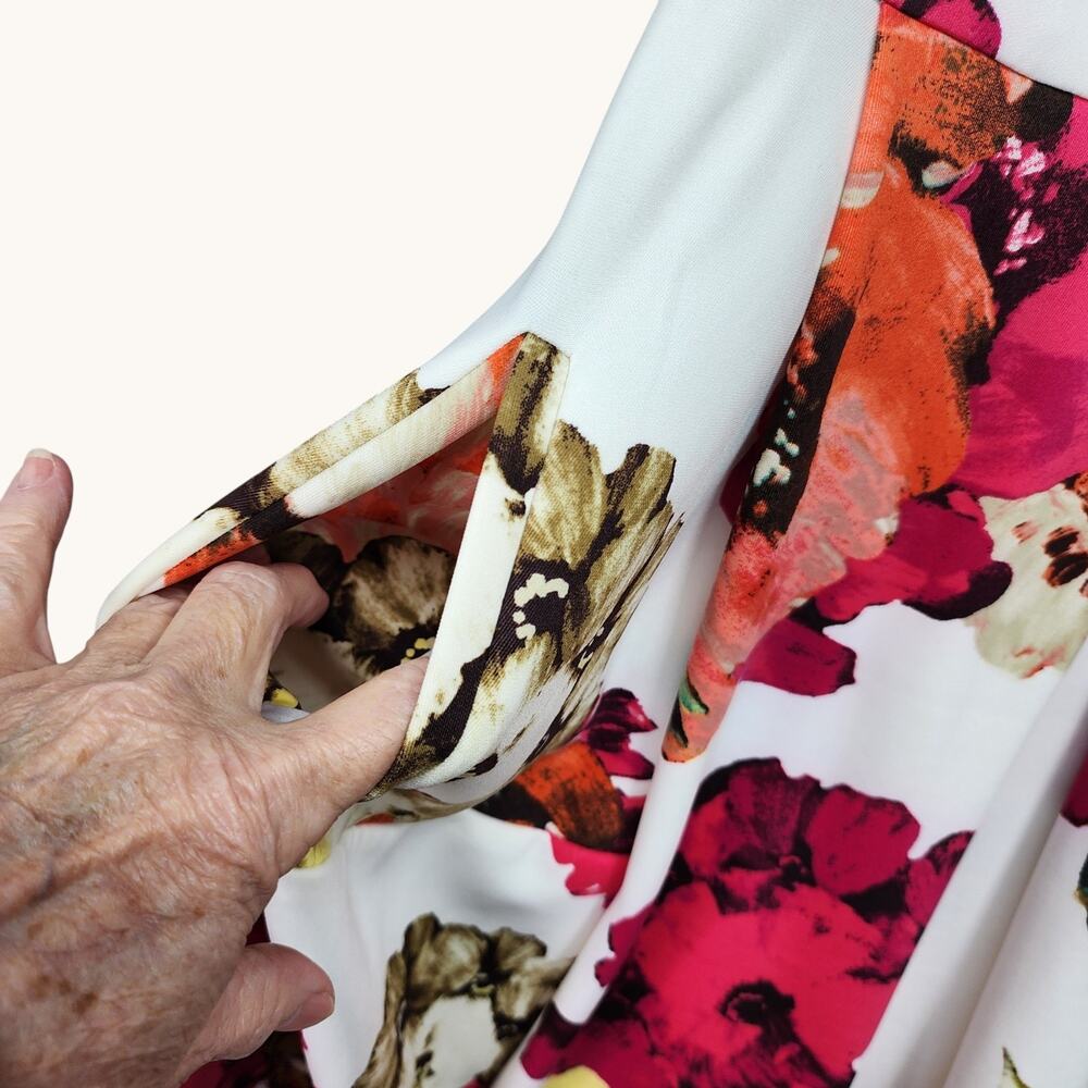 Just Taylor Floral Dress Women 8 NWT Pleated Pockets Gold Zipper Party Flawed - Picture 5 of 14